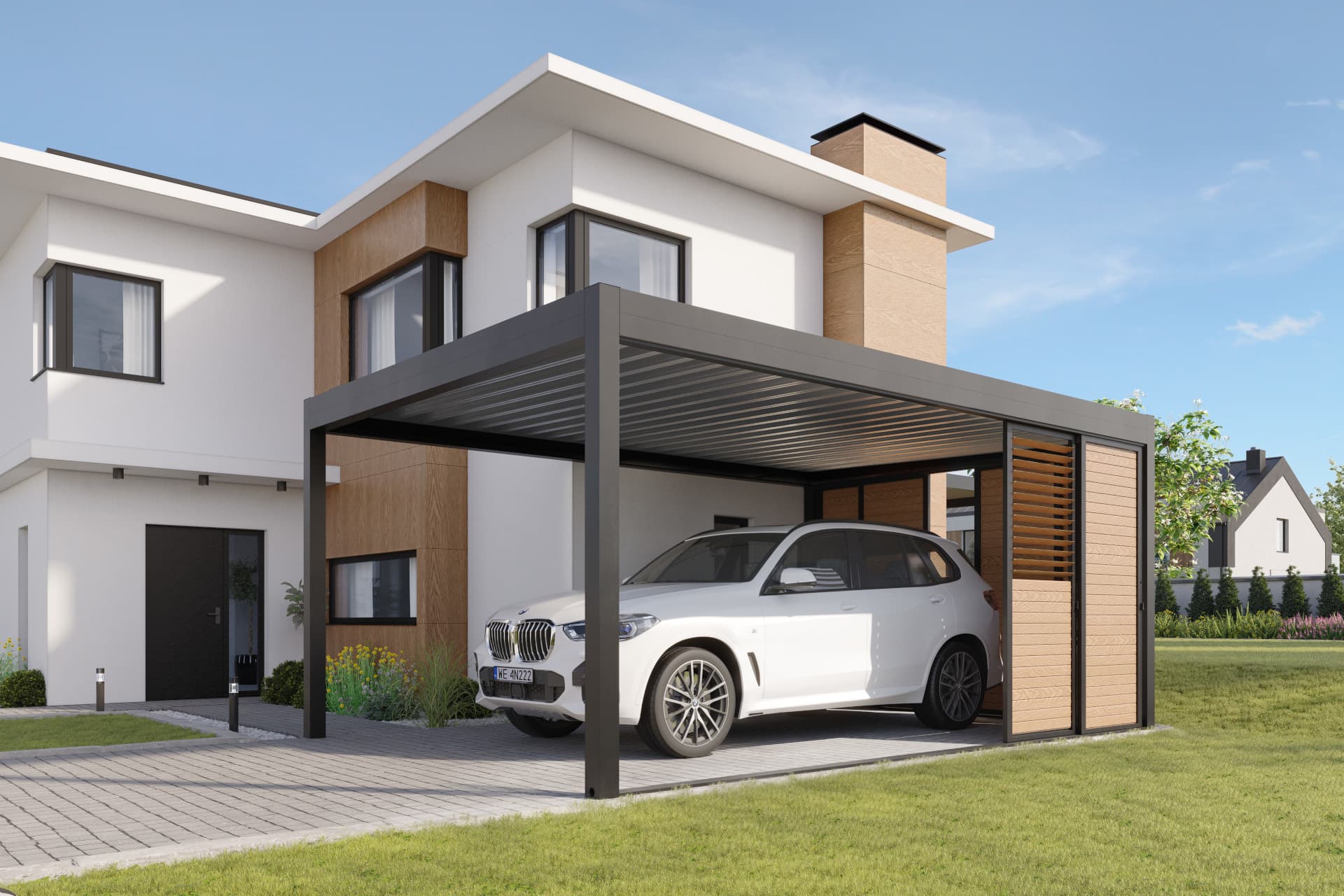 Carport dwustanowiskowy — realizacja zadaszenia tarasowego w Trójmieście 4
