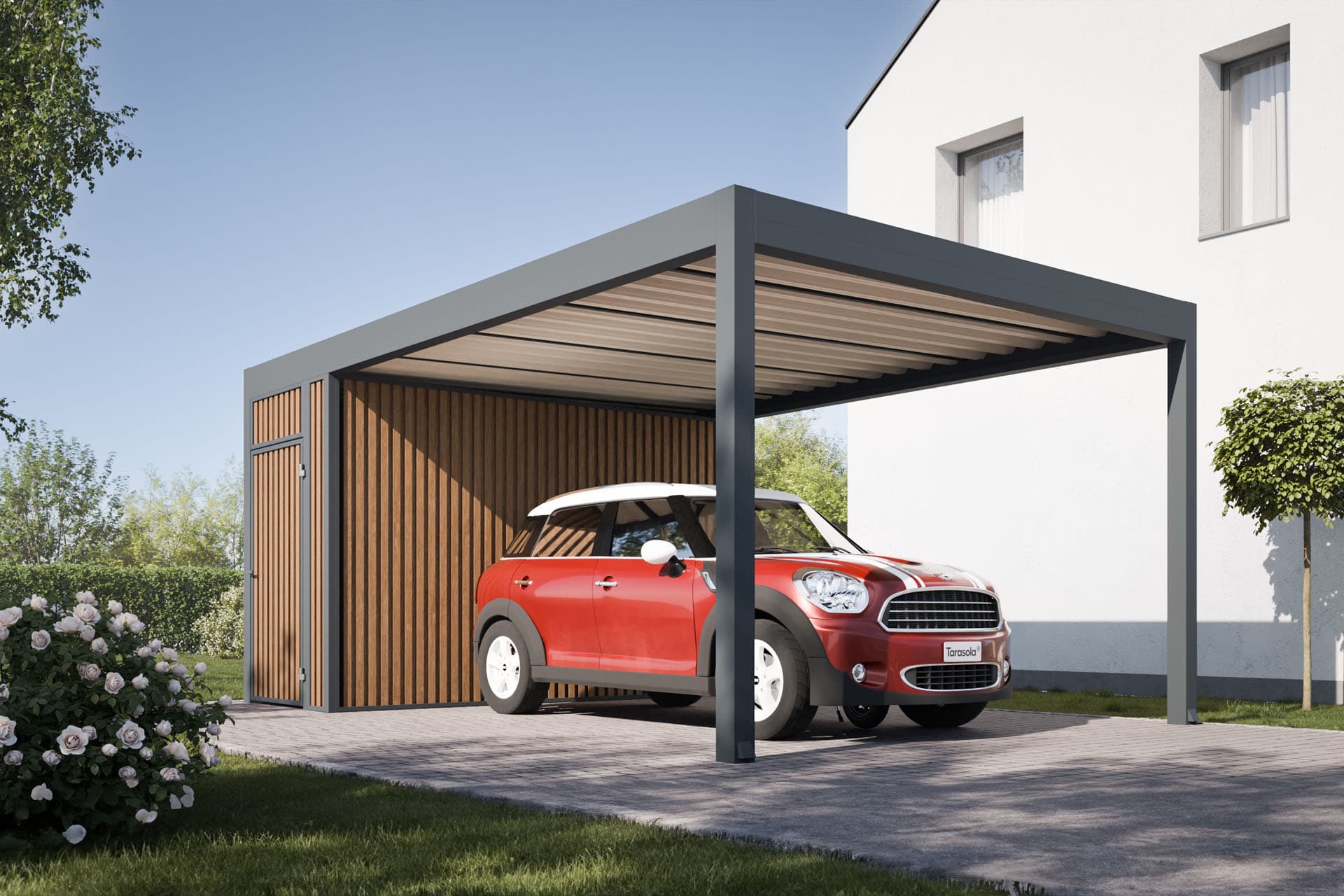 Carport jednostanowiskowy — realizacja zadaszenia tarasowego w Trójmieście 2